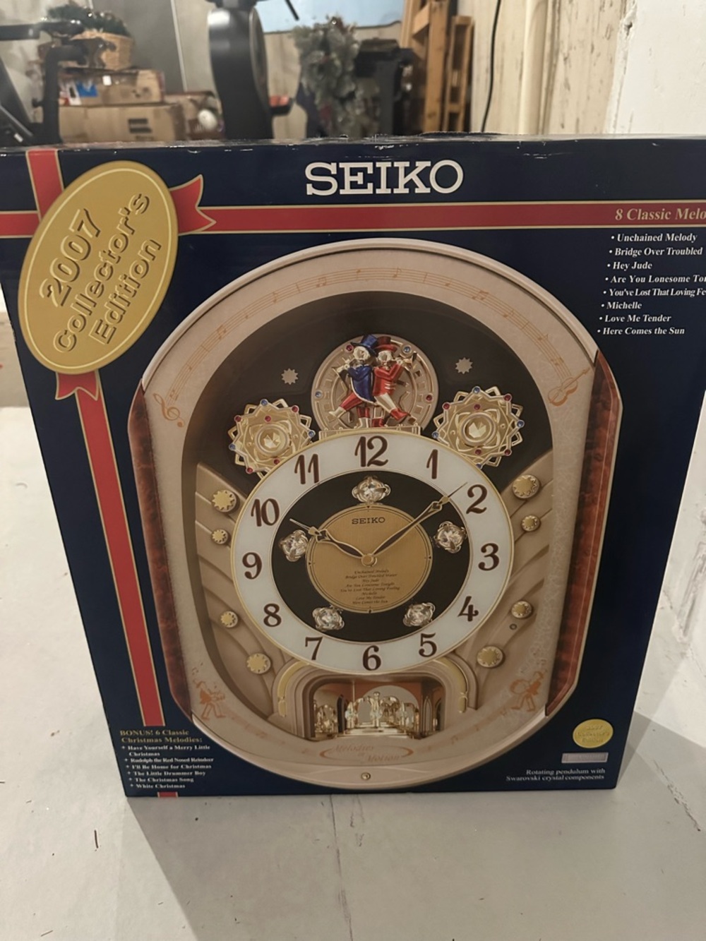 Seiko Gold with Swarovski Crystals Musical Wall Clock